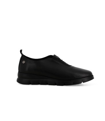 Mocassino donna morbido con elastico in pelle nero 055002z