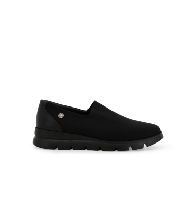 Mocassino comodo donna in tessuto elastico nero 055055
