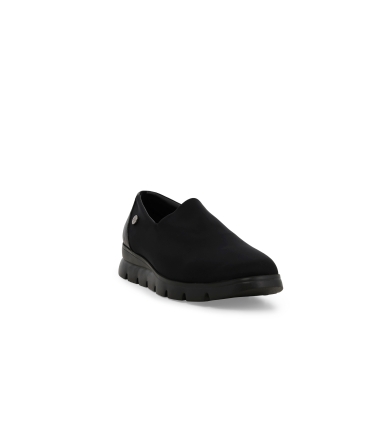 Mocassino comodo donna in tessuto elastico nero 055055