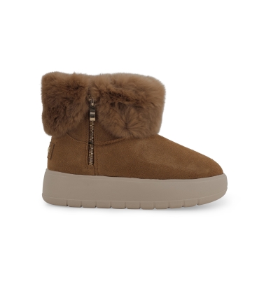 Stivaletto donna in camoscio beige con fodera in montone 093501 