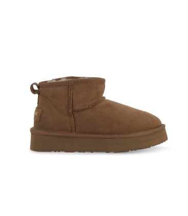 Stivaletto donna in camoscio camel con fodera in montone 093507