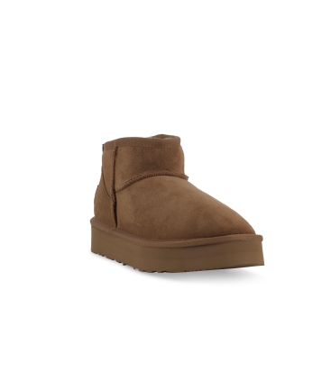Stivaletto donna in camoscio camel con fodera in montone 093507