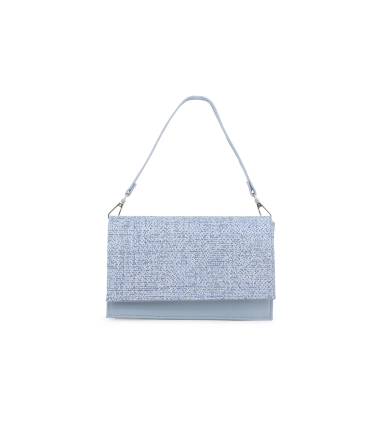Borsa pochette con tracolla in tessuto rafia xeno alb013