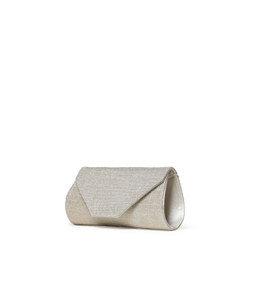 Pochette dorata platino in tessuto lurex con catena bj034q