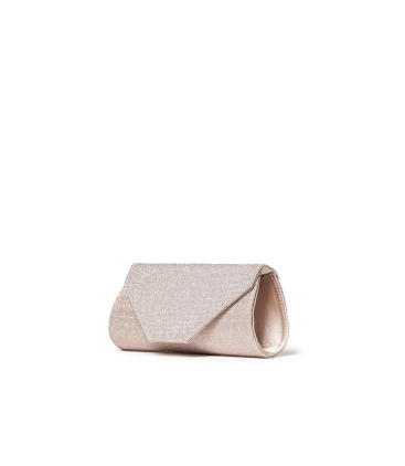 Pochette elegante rosa cipria perlato con tracolla oro bj034q