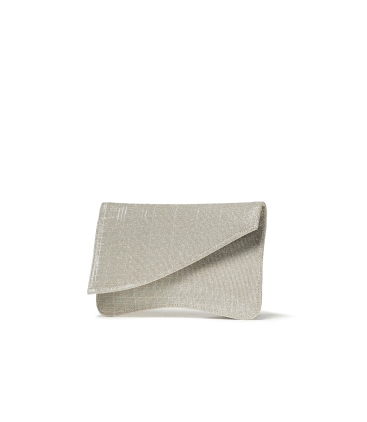 Pochette platino design asimmetrico con catena oro bj036q