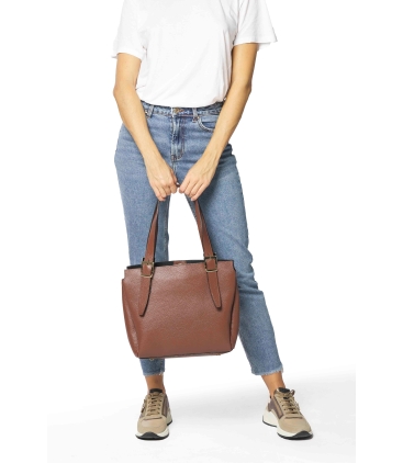 Borsa con tracolla in pelle marrone bor6272