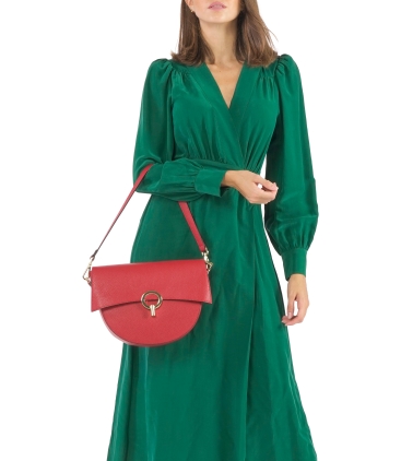 Borsa con tracolla in pelle rosso bor875