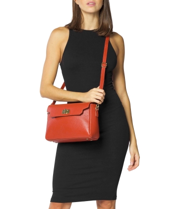 Borsa con tracolla in pelle mattone bor931