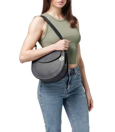 Borsa con tracolla in pelle blu bor967