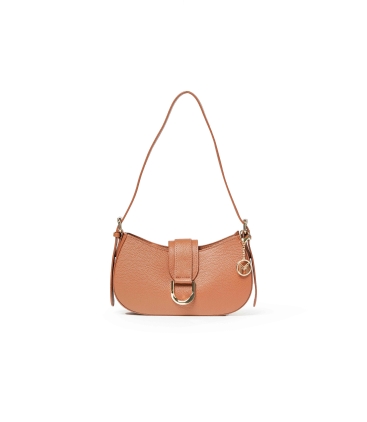 Borsa con tracolla in pelle cuoio scuro bor975