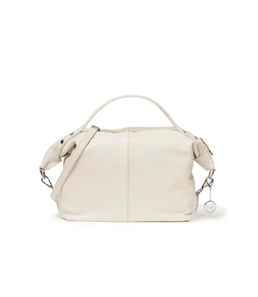 Borsa con manico o tracolla in pelle panna bor995