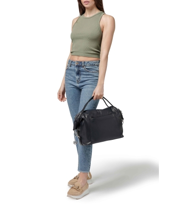 Borsa con manico o tracolla in pelle blu notte bor995