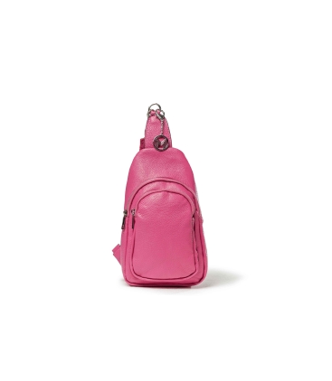 Marsupio zainetto in pelle fucsia bor997