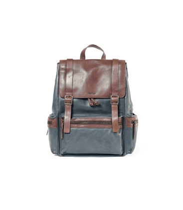 Zaino uomo in pelle blu e marrone cp314