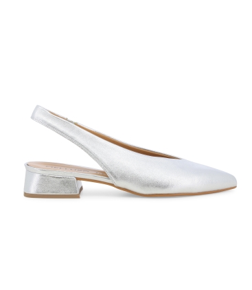 Dècolletè donna con cinturino in pelle argento d156z