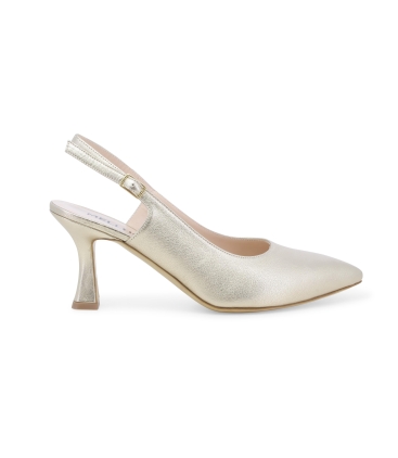 Décolleté donna slingback in pelle wash platino d165q