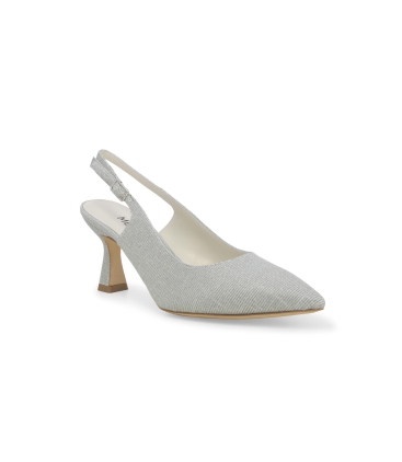 Décolleté donna slingback in tessuto argento d165q