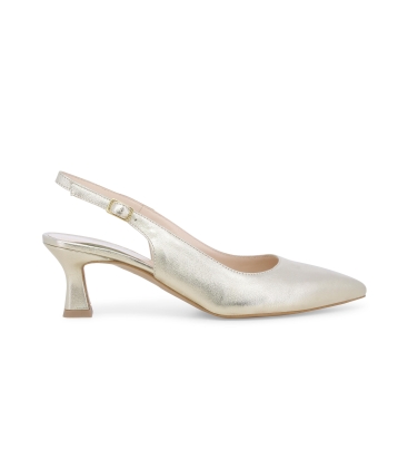 Décolleté donna slingback in pelle platino d166z