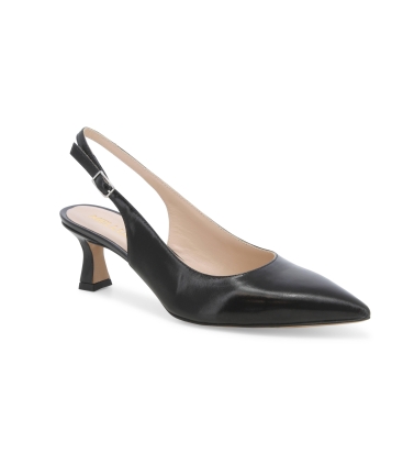 Décolleté donna slingback in pelle verlux nero d166z