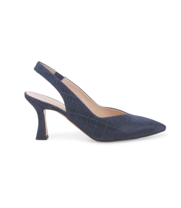Décolleté donna slingback in tessuto galassia blu notte d168q
