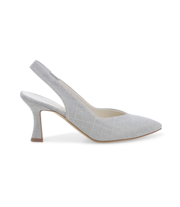 Décolleté donna slingback in tessuto argento d168q