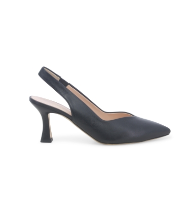 Décolleté donna slingback in pelle nero d168q