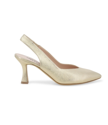 Décolleté donna slingback in pelle platino d168q