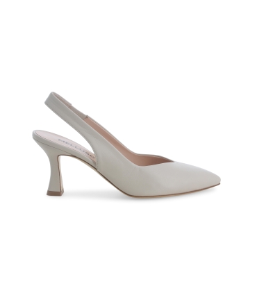 Décolleté donna slingback in pelle milk d168q