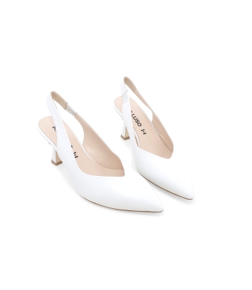 Décolleté donna slingback in pelle bianco d168q