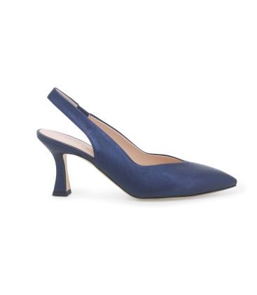 D&eacute;collet&eacute; donna slingback in pelle blu abyss d168zv