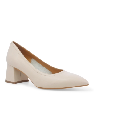 Damenpumps aus Leder Beige Kiss d175z