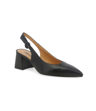 Décolleté donna slingback in pelle nero d179q