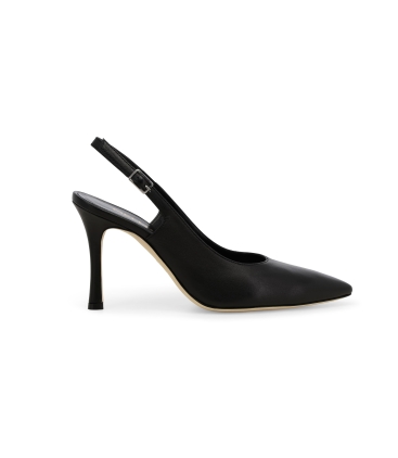 Décolleté donna slingback in pelle nero d188