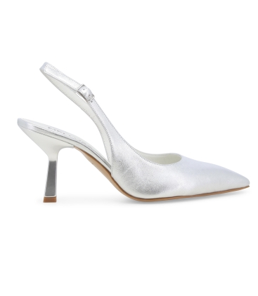 Décolleté donna slingback in pelle argento d192q