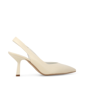 Décolleté donna slingback in pelle milk d193