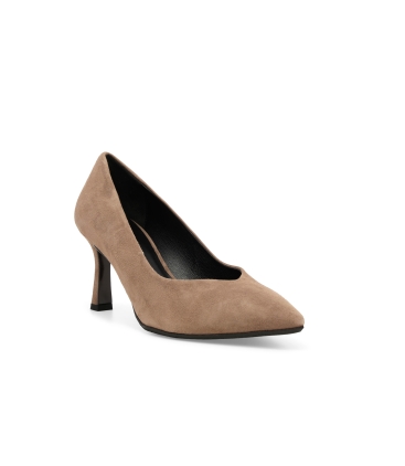 D&eacute;collet&eacute; donna in camoscio beige d5176z