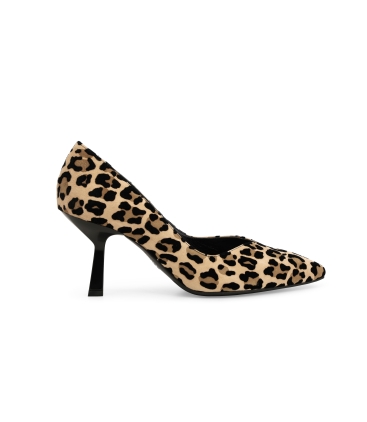 Décolleté donna in camoscio flock elegante e comodo leopardo beige d5203