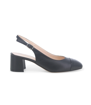 Décolleté slingback donna in pelle nero e1301q