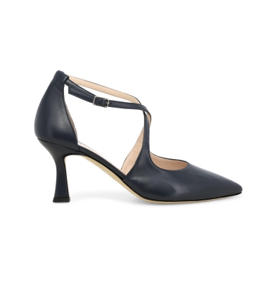 Décolleté donna cinturino incrociato in pelle blu abyss e1631q