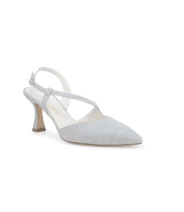 Décolleté donna slingback in tessuto galassia argento e1634q