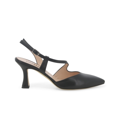 Décolleté donna slingback in pelle nero e1634q