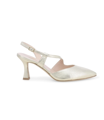 Décolleté donna slingback in pelle platino e1634q