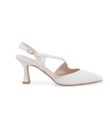 Décolleté donna slingback in pelle bianco e1634q