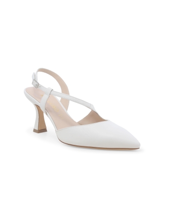 Décolleté donna slingback in pelle bianco e1634q