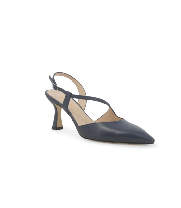 Décolleté donna slingback in pelle blu abyss e1634q