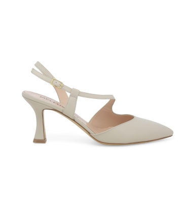 Décolleté donna slingback in pelle milk e1634q
