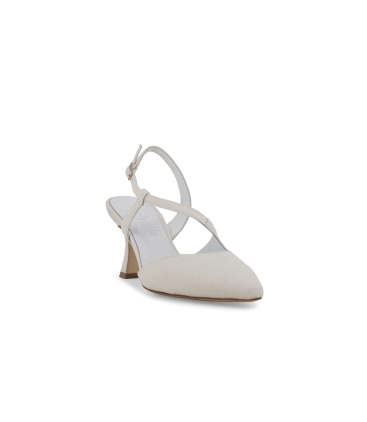 Décolleté donna slingback in tessuto galassia bianco e1634q