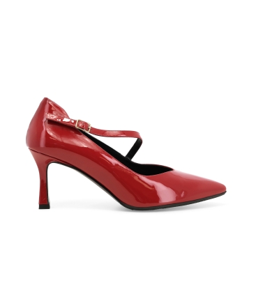 D&eacute;collet&eacute; donna in vernice con cinturino rosso e5102z