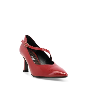 D&eacute;collet&eacute; donna in vernice con cinturino rosso e5102z